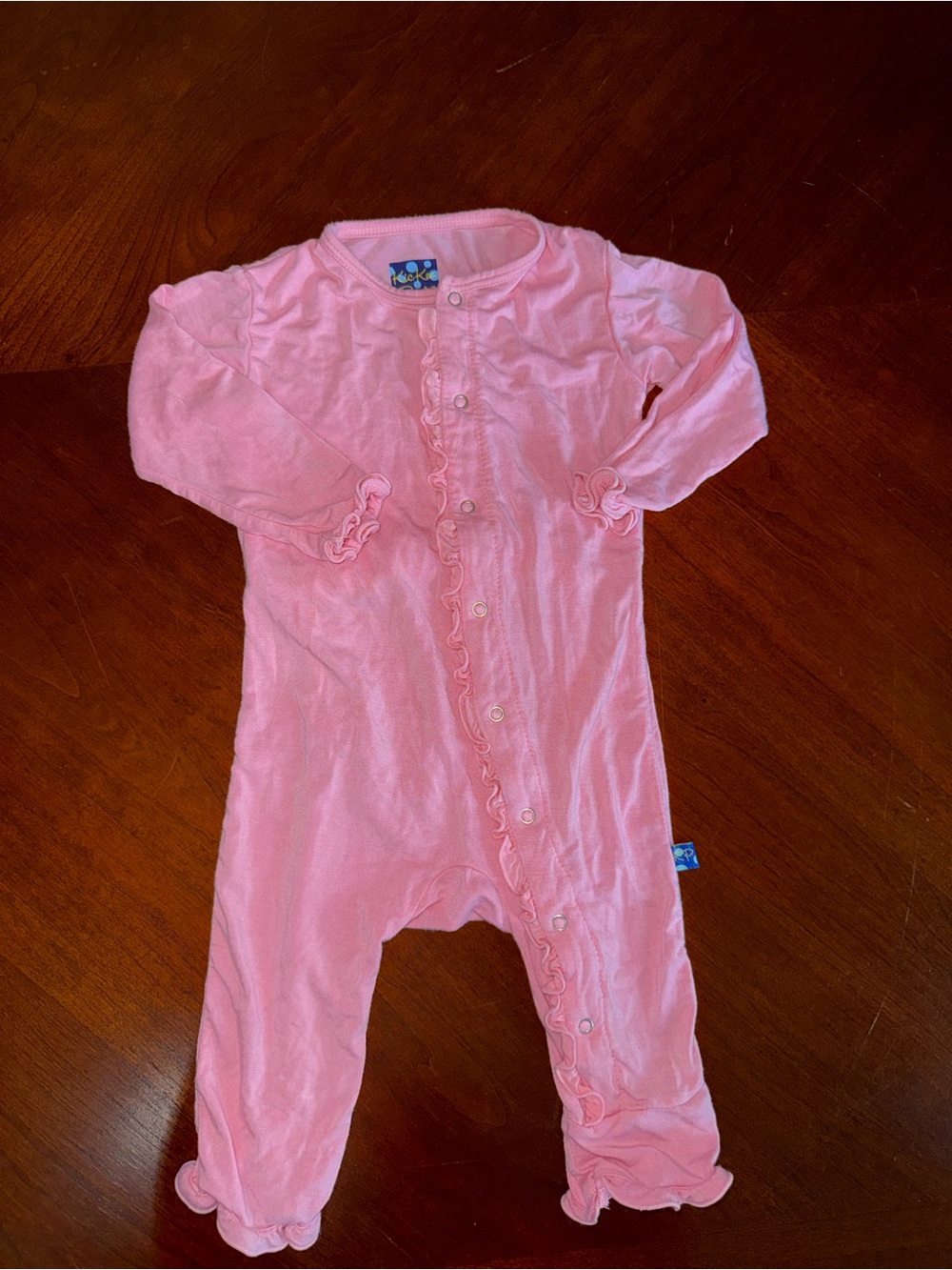 Kickee Pants Pink Ruffle-Trim Footed One-Piece